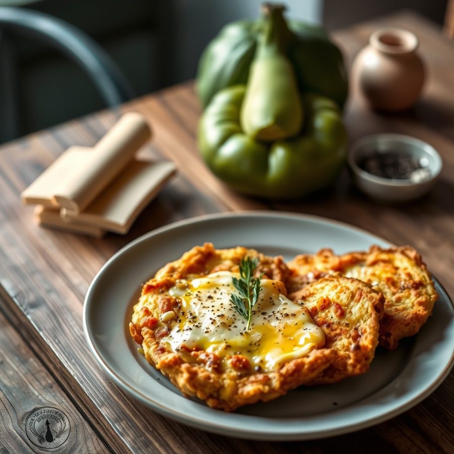 Fried Green Tomatoes with Tomato and Cheese