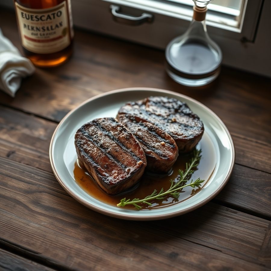 Grilled Filet Mignon with a Cognac Reduction