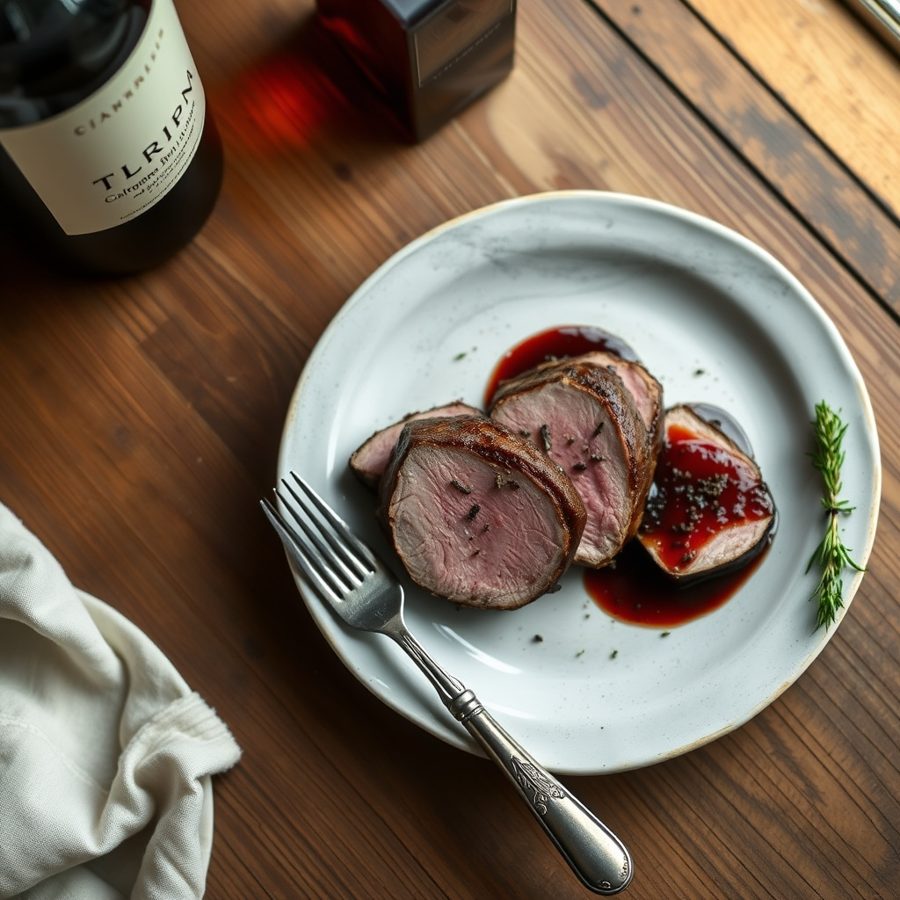Pan-Seared Duck Breast with Cabernet Reduction