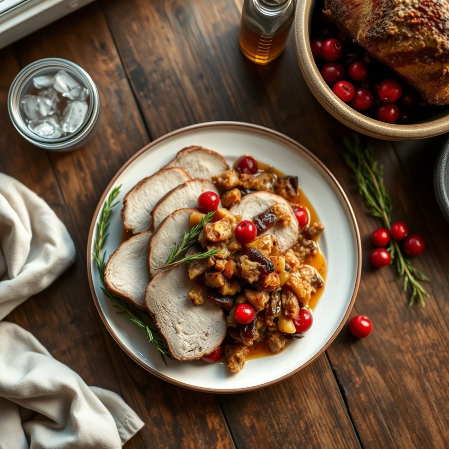 Roast Pork Loin with Cranberry Stuffing